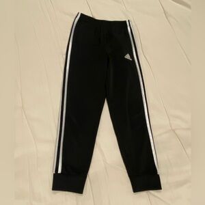 Adidas Kids Black Joggers with White Stripes